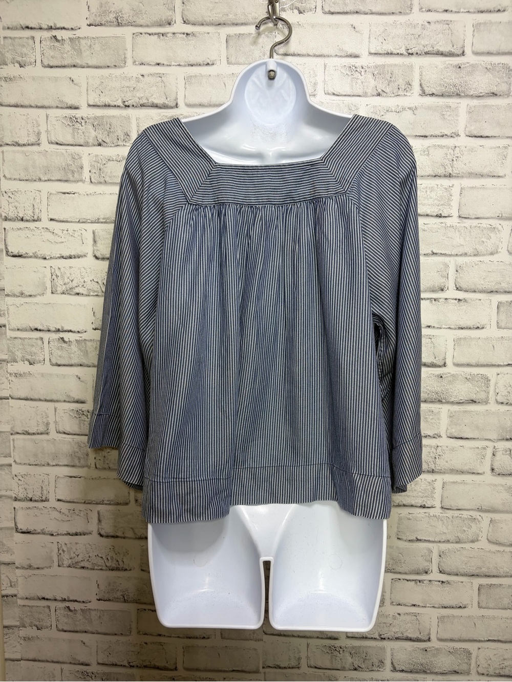 Gap Blue Striped Square-Neck Peasant Blouse Small - Picture 6 of 6